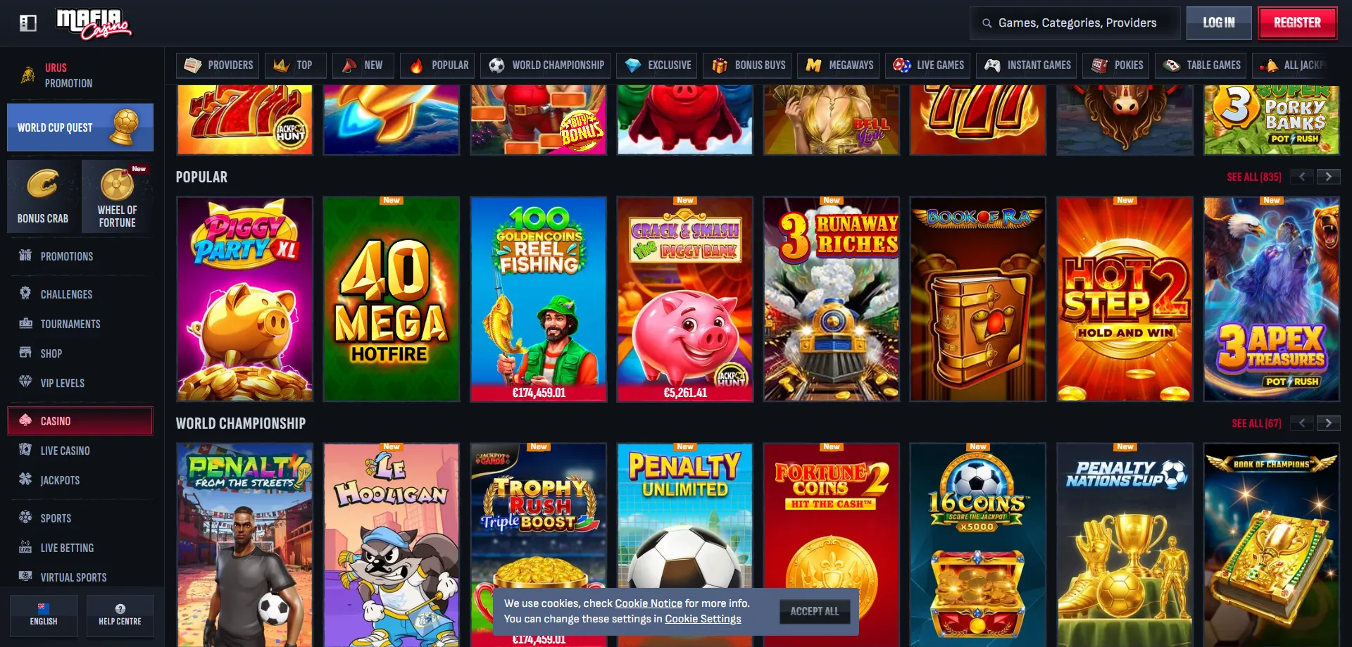 Mafia Casino NZ slot games — 4000+ pokies and table games